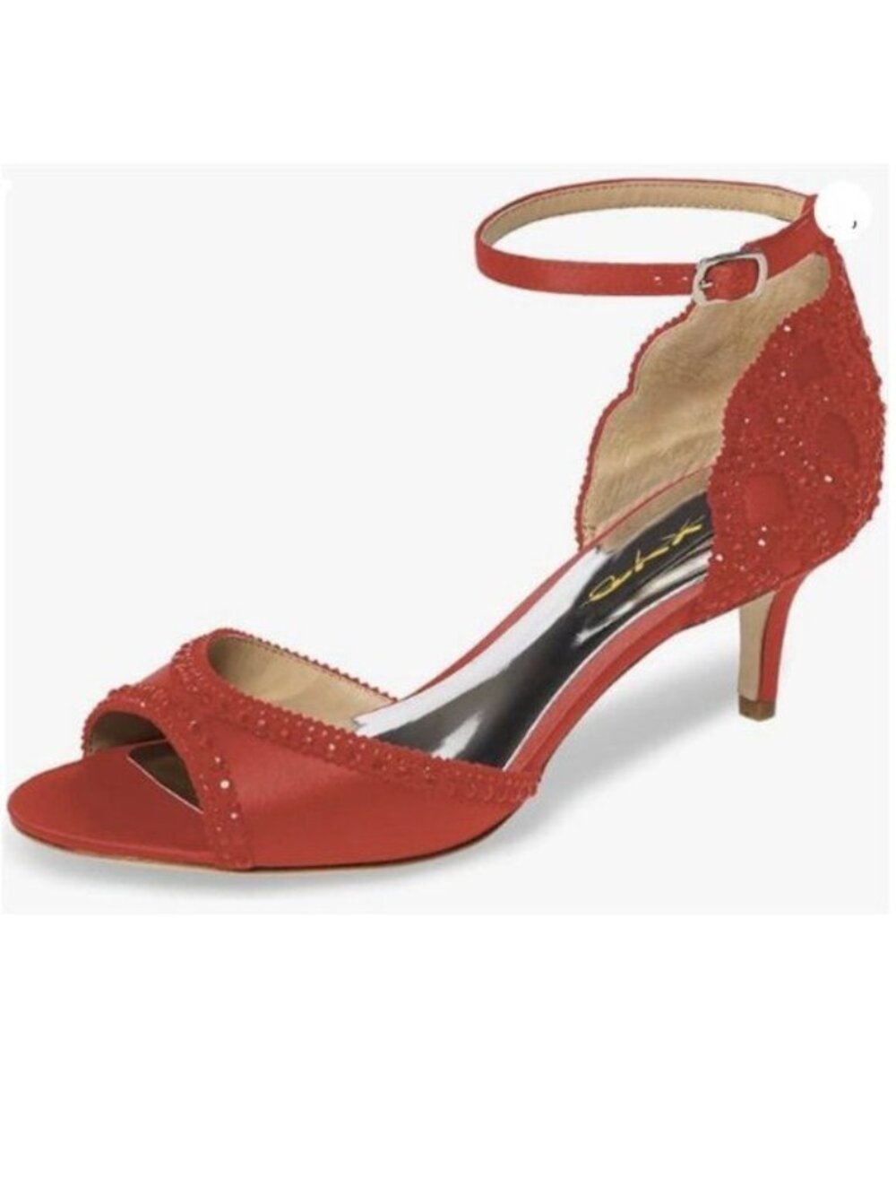 XYD Women's Sandals, Chic Peep Toe, D'Orsay Kitten Low Heels, Rhinestone Studs